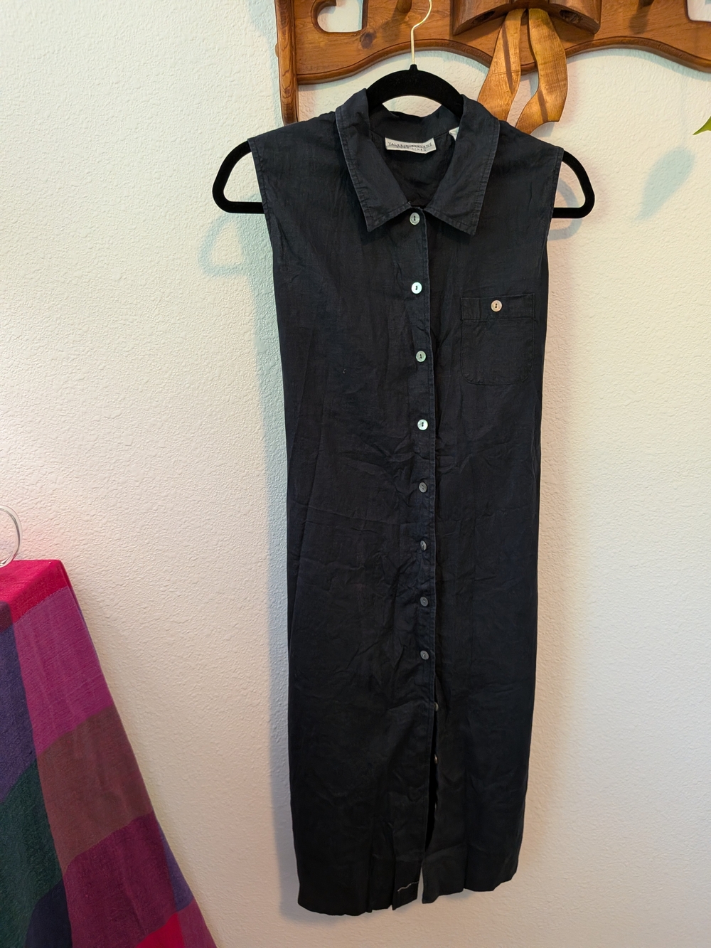Valerie Stevens Black Pure Linen Button-Front Shirt